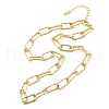 Brass Textured Paperclip Chain Necklaces NJEW-A042-15G-2