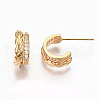 Brass Micro Pave Clear Cubic Zirconia Half Hoop Earrings KK-R117-034B-NF-3