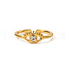 Evil Eye 304 Stainless Steel Micro Pave Clear Cubic Zirconia Adjustable Cuff Rings FS-WGCF674-01-5