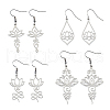 FIBLOOM 4 Pairs 4 Style 304 Stainless Steel Long Dangle Earrings EJEW-FI0002-55-1