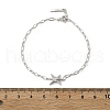 S925 Sterling Silver Micro Pave Cubic Zirconia Link & Charm Bracelets for Women BJEW-K276-02P-5