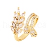 Brass Micro Pave Clear Cubic Zirconia Finger Rings for Women RJEW-U047-09G-4