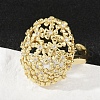 Brass Micro Pave Cubic Zirconia Adjustable Cuff Rings for Women RJEW-C129-07G-1
