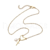2Pcs 2 Colors Stainless Steel & ABS Imitation Pearl Heart Cross Necklaces for Women NJEW-JN05201-6