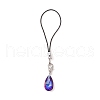 Faceted Glass Zinc Alloy Nylon Cord Mobile Straps HJEW-JM02967-4