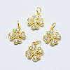 Brass Micro Pave Clear Cubic Zirconia Charms ZIRC-J040-07G-NR-1