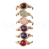 Round Natural Amethyst/Green Aventurine/Carnelian/Rose Quartz/Tiger Eye/Lapis Lazuli Braided Finger Ring RJEW-JR00743-02-1