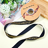 50 Yards Gold Stamping Musical Note Polyester Printed Ribbon OCOR-WH0091-34A-5