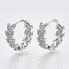 Brass Micro Pave Cubic Zirconia Huggie Hoop Earring EJEW-N011-03P-1