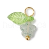 10Pcs Natural Green Strawberry Quartz Flower Charms PALLOY-JF03765-06-3