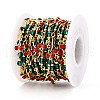 Brass Enamel Cherry Link Chains KK-T074-76G-2