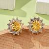 Flower Brass Micro Pave Clear Cubic Zirconia Stud Earrings for Women EJEW-G428-17G-3