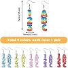 FIBLOOM 6 Sets 6 Colors Wood Dangle Earrings with Iron Pins EJEW-FI0003-27-2