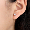 Rhodium Plated Sterling Silver Heart Stud Earrings FR3170-3