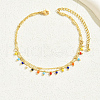 European Brass & Colorful Glass Seed Beaded Tassel Double Layer Anklets for Women LG5462-5