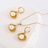 Shell Shape Stainless Steel Hoop Earrings & Pendant Necklaces Sets HT5735-3-1