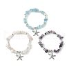 Natural Mixed Gemstone Chips Beaded Stretch Bracelets Set BJEW-TA00361-1