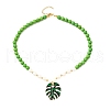 Leaf Alloy Enamel Pendant Necklaces for Women NJEW-JN05350-02-4
