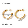 C-Shaped 304 Stainless Steel Plastic Imitation Pearl Stud Earrings FS-WG0BD3D-07-1