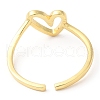 2Pcs 2 Style Rack Plating Brass Heart Open Cuff Rings Set RJEW-R137-03-4