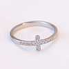 Cross Stainless Steel Micro Pave Clear Cubic Zirconia Finger Rings for Women FS-WG88B59-03-2