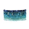7Pcs Dyed Round Natural Gemstone Beaded Stretch Bracelets for Women BJEW-JB11623-4