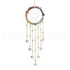 Wire Wrapped Chakra Natural Gemstone Chips Ring with Star Hanging Ornaments HJEW-JM02367-1