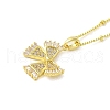 Brass Micro Pave Clear Cubic Zirconia Pendant Necklaces for Women NJEW-E106-20G-03-1
