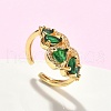 Brass Micro Pave Cubic Zirconia Adjustable Cuff Rings RJEW-C131-02G-1