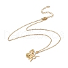 Initial Letter with Butterfly Pendant Necklace NJEW-C026-01G-R-2