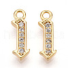 Brass Micro Pave Cubic Zirconia Charms KK-N261-104A-G-1