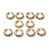 Enamel Rhombus Pattern Huggie Hoop Earrings EJEW-K093-02G-1