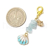 Shell Shape Alloy Enamel & Natural Aquamarine & Red Jasper & Rose Quartz & Amethyst Chips Bead Pendant Decorations HJEW-JM03247-3