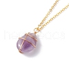 Teardrop Natural Mixed Stone Pendant Necklace NJEW-JN03763-6