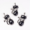 Natural Black Agate Kitten Pendants X-G-G713-B05-1