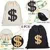  4Pcs 2 Colors Canvas Drawstring Bags ABAG-NB0001-69A-4