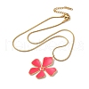 Golden Ion Plating(IP) 304 Stainless Steel Enamel Flower Pendant Necklaces NJEW-K274-01G-3