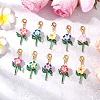 Plumeria Polymer Clay & Glass Seed Beaded Pendant Decorations HJEW-MZ00220-2