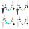 HOBBIESAY 1 Set Hexagonal Cone Natural Gemstone Dowsing Pendulums FIND-HY0003-34-1