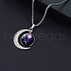 Alloy & Glass Luminous Moon Constellation Pendant Necklaces WG12A0F-09-1