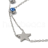 Stainless Steel Royal Blue Enamel Evil Eye & Star Ring Bracelets for Women BJEW-G719-05P-2