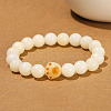 Natural White Jade Round Beads Stretch Bracelets WGA2183-02-1