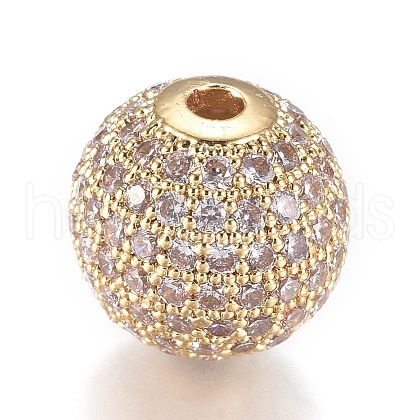 CZ Jewelry Brass Micro Pave Cubic Zirconia Round Beads X-ZIRC-M024-06G-1
