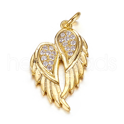 Brass Micro Pave Cubic Zirconia Pendants X-ZIRC-P060-23G-1