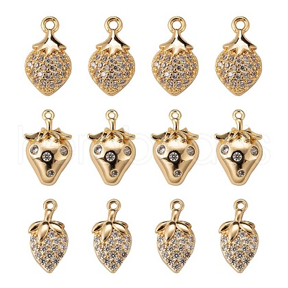 6Pcs Brass Micro Pave Clear Cubic Zirconia Charms KK-LS0001-41-1