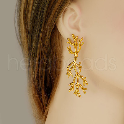 304 Stainless Steel Hip-hop Branch Stud Earrings CQ4800-2-1