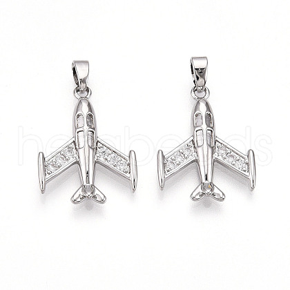 Brass Micro Pave Cubic Zirconia Pendants KK-T070-79P-1