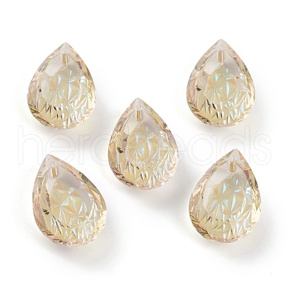 Embossed Glass Rhinestone Pendants GLAA-J101-05B-001PS-1