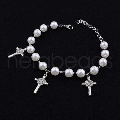 Vintage Stainless Steel St. Benedict Cross Charm Bracelets DX1356-1