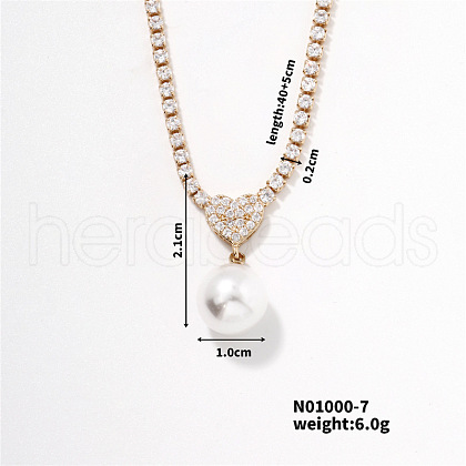 Mother's Day Jewellery Elegant Pearl Pendant with Shiny Diamond Chain Necklace Jewelry for Women TF6886-7-1